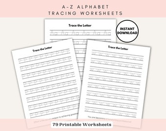 A-Z Alphabet Worksheets Bundle | Printable uppercase and lowercase letter tracing, Handwriting worksheets, Handwriting practice sheets