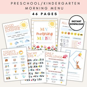 Preschool Morning Menu Printable, Homeschool Preschool, Preschool Worksheets, Kindergarten Homeschool Menu, Alphabet printable worksheets