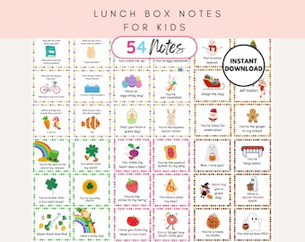 Lunch notes, Printable Lunch Box Cards, Joke Lunch Box Notes, Encouragement cards, Back To School Notes, lunch notes for kids