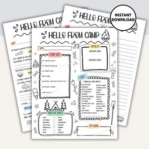 Carta para acampamento de verão, Papelaria para acampamento para preencher, Cartas para acampamento para imprimir, Modelo de carta para acampamento infantil, Carta para acampamento em casa, Acampamento para dormir fora