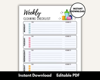 Editable Cleaning Schedule Bundle, Printable, Weekly Cleaning Checklist ...