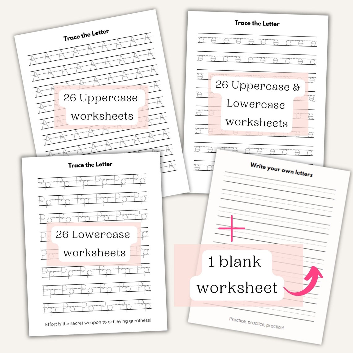 AZ Alphabet Worksheets Bundle Printable Uppercase and Lowercase