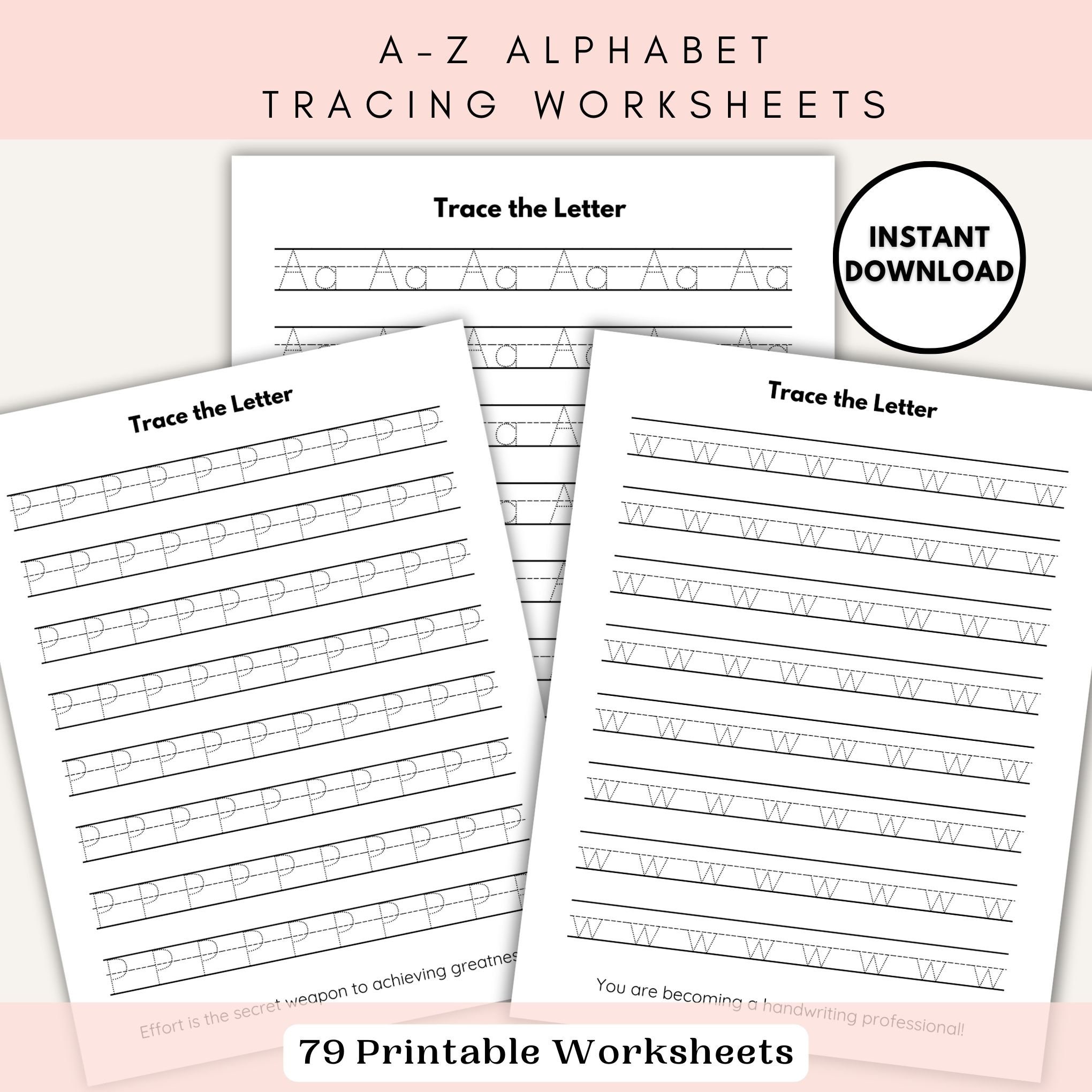 AZ Alphabet Worksheets Bundle Printable Uppercase and Etsy