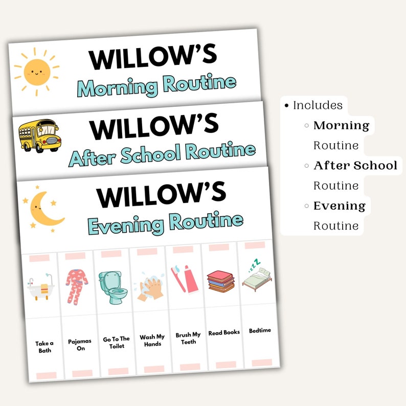 Flip Daily Routine Chart for Morning, After School &amp; Evening Morning ...