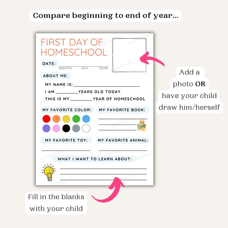 First Day & Last Day of Homeschool Interview, Preschool Morning Menu Printable, Preschool Worksheets, Kindergarten Homeschool Menu image 2