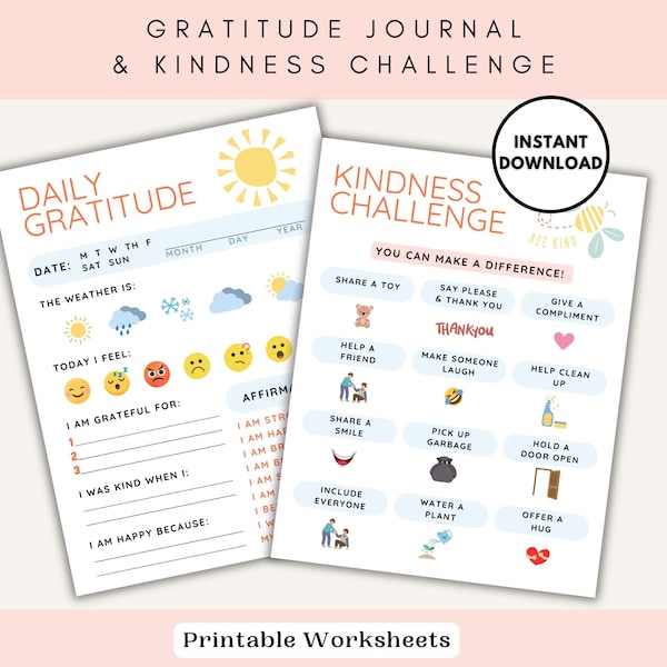 Kids Gratitude Journal Printable, Kids Mindfulness Worksheet Download, Preschool Worksheets, Homeschool Preschool, Kindergarten Homeschool