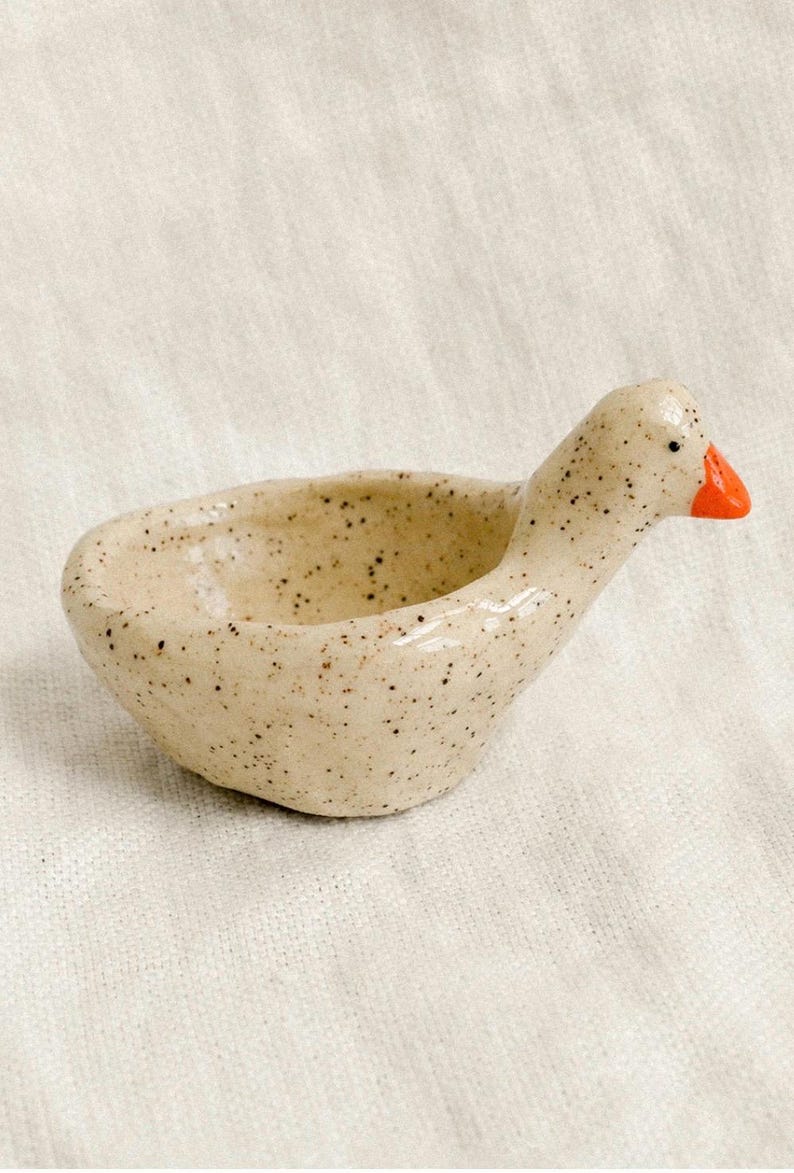 Silly Goose Ceramic Ring Dish, Trinket Tray- Handmade (with love!)