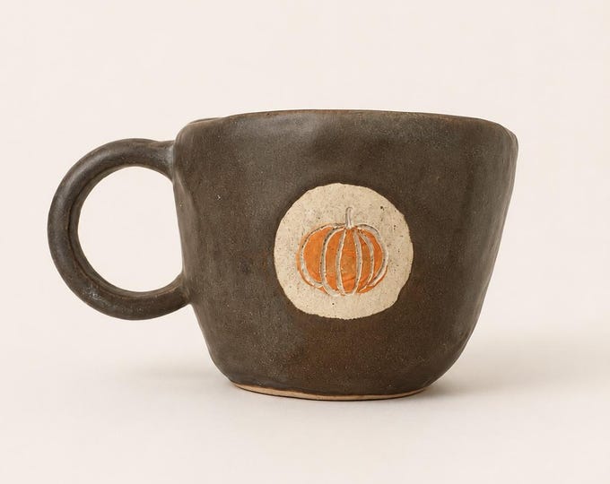 Pumpkin Cameo Mug – Handmade Ceramic Fall Mug