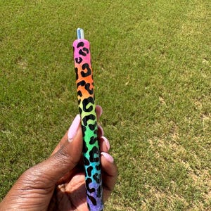 Neon Rainbow Leopard Glitter Pen | Gel Pen | Refillable Pen