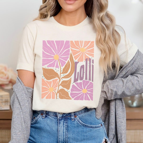 Floral Wildflower Lolli tshirt, Lolly Gifts, New Lolli Shirt, Grandma Mothers Day Gift, Pregnancy Announcement Grandparents Pregnancy Reveal