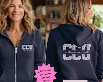 Custom CCU Nurse Full Zip Hooded Jacket, Critical Care Nurse Jacket, RN Zip Sweatshirt, Nurse Gifts, Nurse Graduation, Physician Assistant