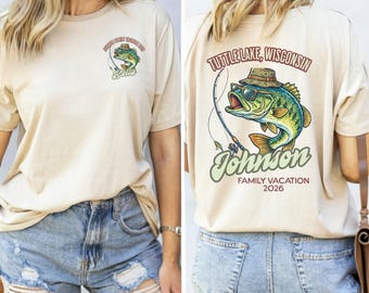 Custom Family Fishing Vacation Shirts, Matching Group Lake Tee, Family Reunion 2026 Lake Life Family Summer Camping Trip Cousins Bass Trout