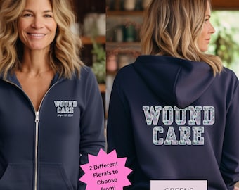 Custom Wound Care Nurse Full Zip Hooded Jacket, Gift For Ostomy Nurse WOC Nurse Specialist Nurse Jacket WOCN Zip Sweatshirt Nurse Graduation