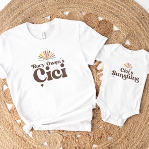 Custom Cici & Me Shirts, Cici's Sunshine, Grandmas' Boy Girl Baby Bodysuit Pregnancy reveal New Grandma established, Matching Grandma tee