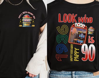 Custom Photo Casino Birthday Group Party Shirts, Matching Slot Machine T-shirts, Turning 40 Gift Birthday Trip 50 60 70 80 90Las Vegas, Reno
