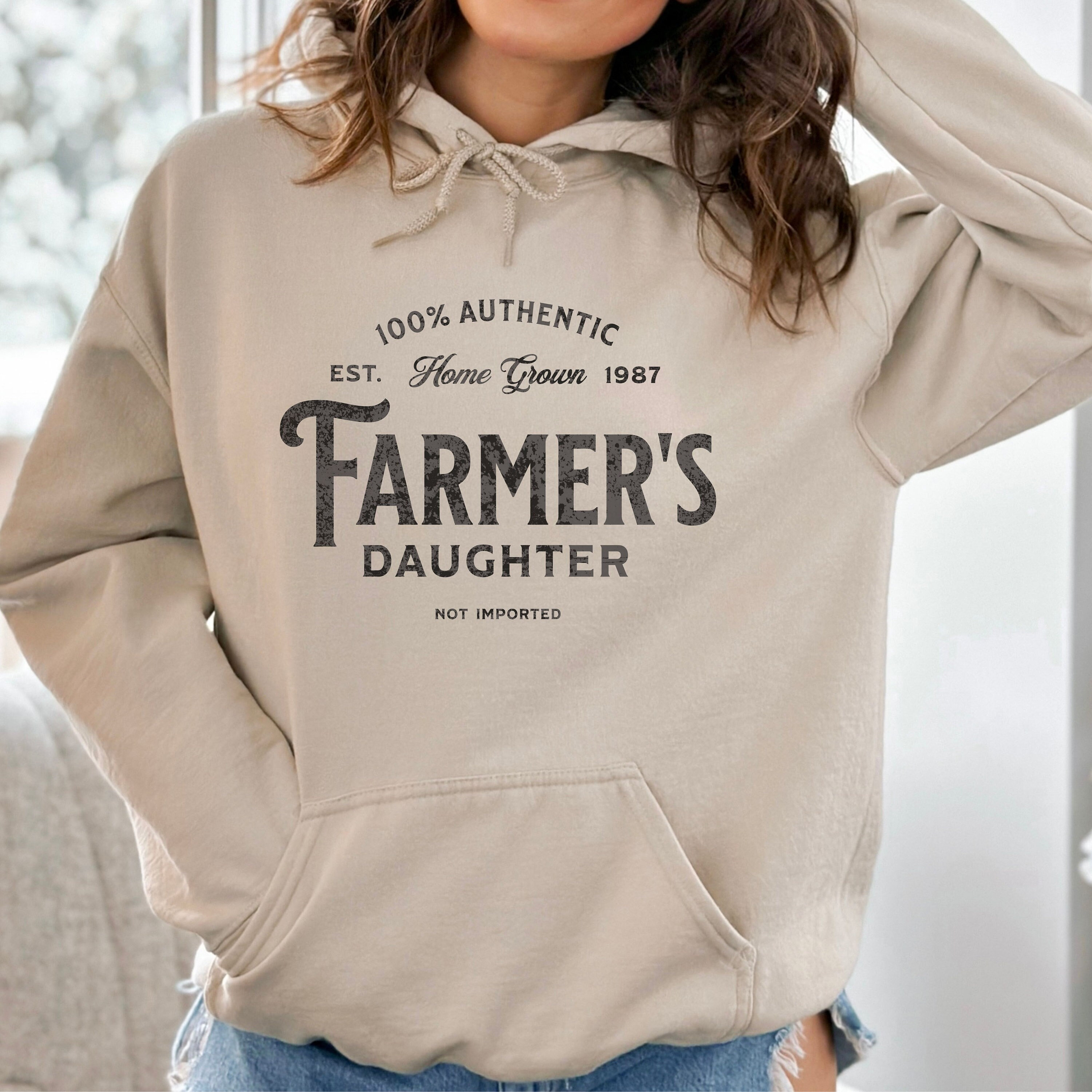 Custom Vintage Farming Hoodie for Farmer's Daughter, Farm Lover Gift