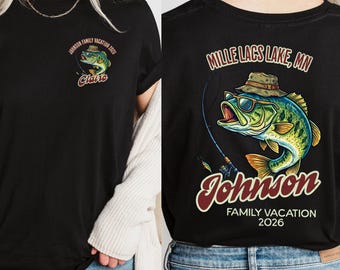 Custom Family Fishing Vacation Shirts, Matching Group Lake Tee, Family Reunion 2026 Lake Life Family Summer Camping Trip Cousins Bass Trout