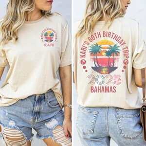 Custom 60th Birthday Party Shirts, Matching Beach Birthday Crew T-shirts, Turning 60 Gift, Girls Weekend Trip Cruise tee, Sixty Group Women