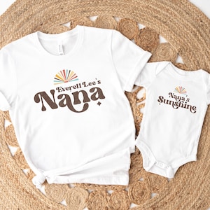 Custom Nana & Me Shirts, Nana's Sunshine, Grandmas' Boy Girl Baby Bodysuit Pregnancy reveal New Grandma established, Matching Grandma tee