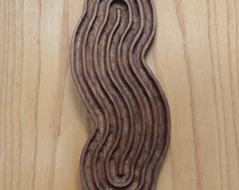 WAVE II - Minimalist hand carved walnut wood geometric wall art