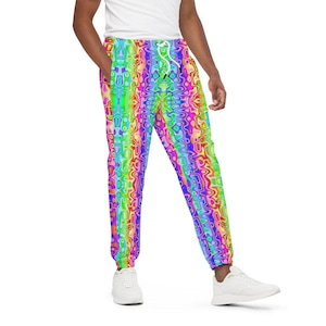 Cyber Fairy Rainbow Joggers, Nonbinary Decora Kei Sweatpants