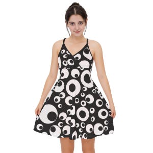 Googly Eyes Sundress, Weirdcore Whimsigoth Goth Dress