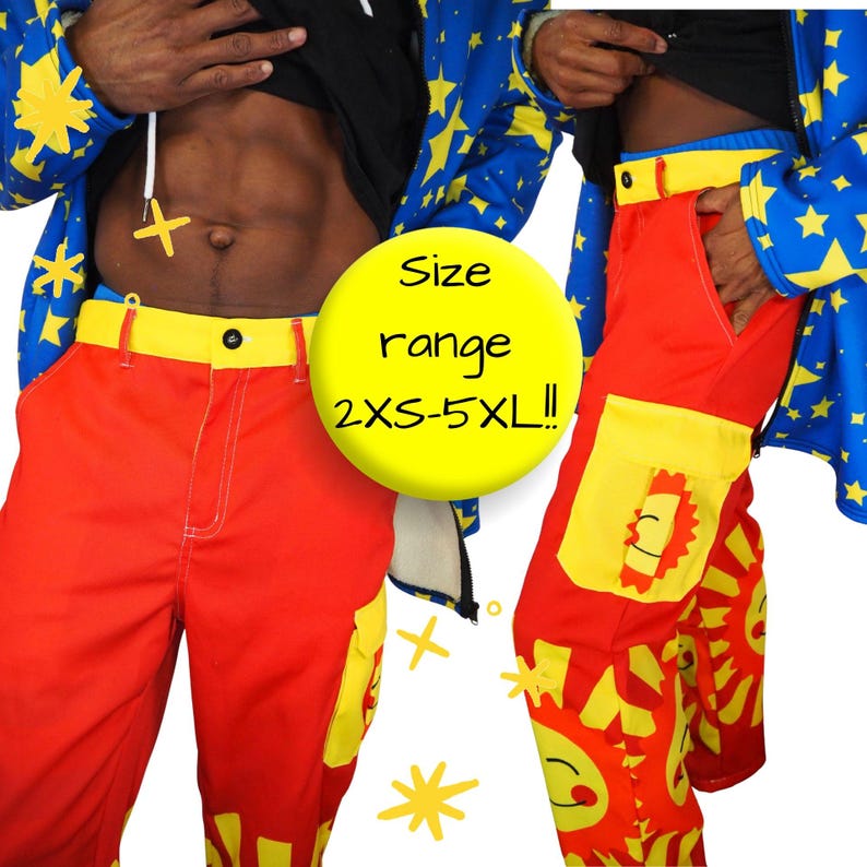 Silly Sun Clowncore Cargos, Clown Pants W Cargo Pockets Adult Costume ...