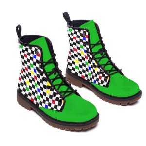 Froggy Checker Kidcore Combat Boots Costume Clown Shoes