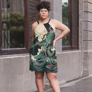 Cthulhu Moon Sundress, Ukiyoe Lovecraft Monster Fantasy Dress
