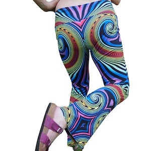 Hypno Rainbow Yoga Flares, Womens Festival Bell Bottoms