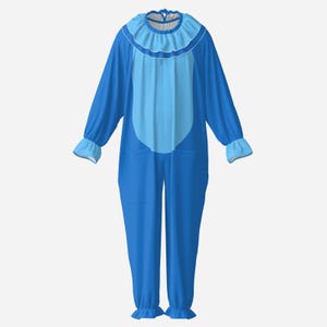 Zirkusoverall, blauer Partybär-Clownanzug mit Halskrause