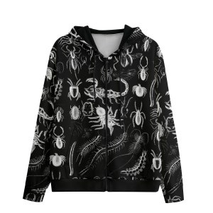 Scorpion Horror Zip Up Hoodie Vile Creepy Bugs Beetle Shirt Emo Gothic Clothes Goth Tarantula Nonbinary Weird Stuff Whimsigoth Centipede Top