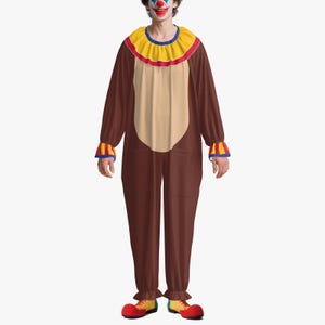Zirkusoverall, Bärenkostüm, braun-beige, Clownskostüm mit Halskrause