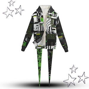 Killscreen Fangtail Jester Hoodie, Weirdcore Glitch Scene Core Cyberpunk Jacket with Long Liripipe Points