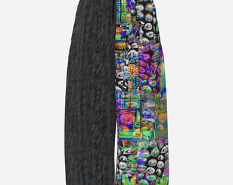 Baggy Pantaloons Abstract Glitch Eye Oil Slick Jester Rave Clown Pants