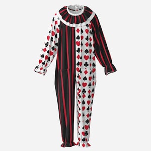 Circus Coveralls Red Stripe Blackjack Vegas Clown Suit Costume Set
