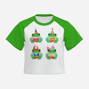 Boxy Crop Top Party Frogs Clown Core Womens Cropped Tee Shirt