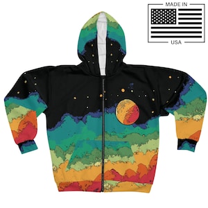 Scifi Lofi Zip Up Hoodie, Cyberpunk Jacket Space Punk Clothes