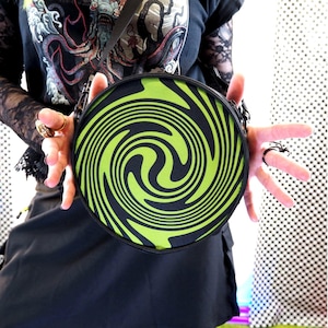 Cyber Swirl Y3K Crossbody Bag, Cyberpunk Weirdcore Cybergoth Ravewear Purse