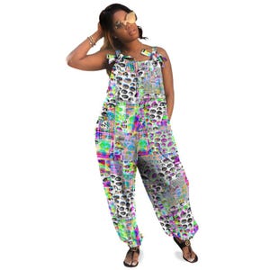 Balloony Hosenträger Augen Glitch Weirdcore Rave Clowncore Baggy Overalls Clown Jumpsuit