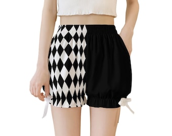 Petti Pants Harlequin Split Black White Jester Womens Puff Clown Knickers Shorts