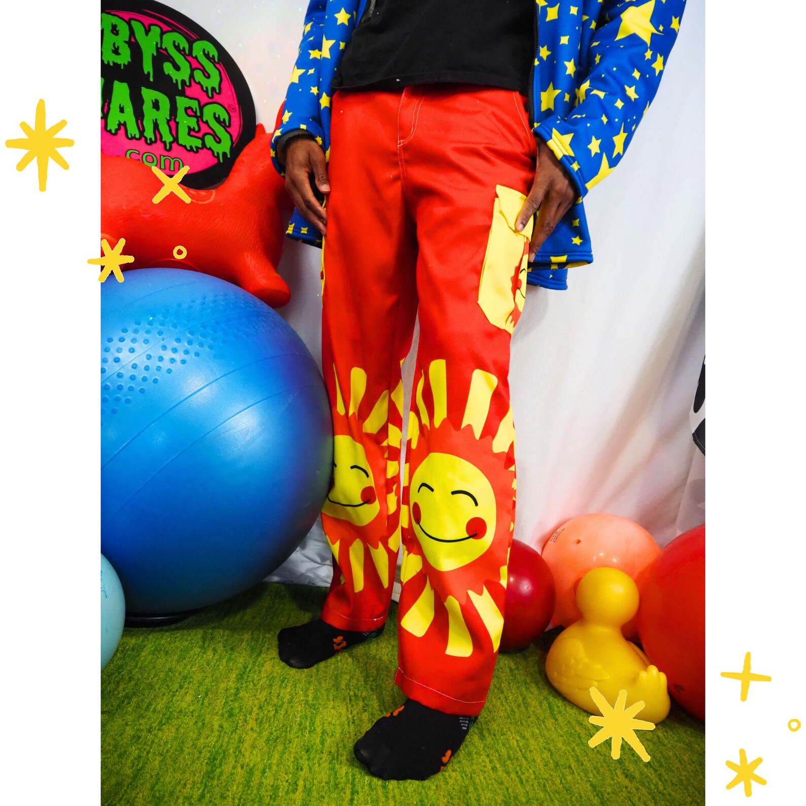 Silly Sun Clowncore Cargos, Clown Pants W Cargo Pockets Adult Costume ...