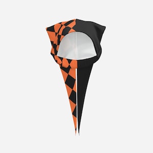 Fang Jester Hat Split Black Jolly Orange Harlequin Pointed Satin Medieval Clown Cap