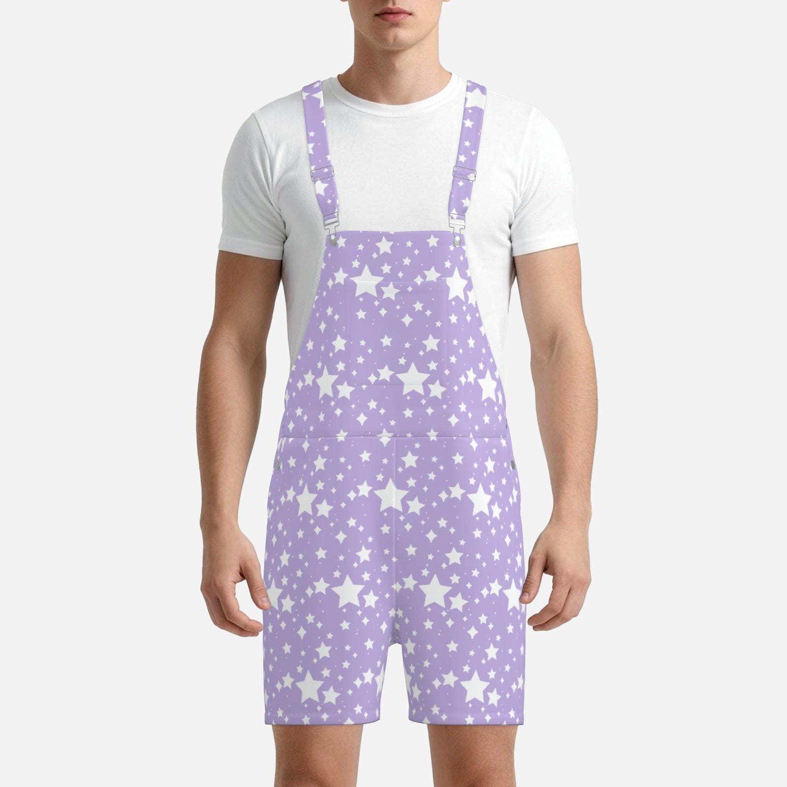 Shortie Overalls Yume Lavender Stardust Pastel Purple White