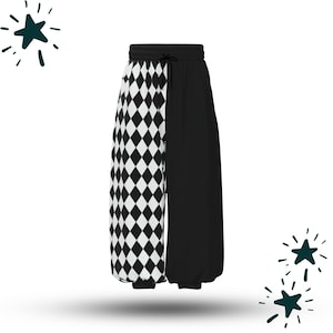 Pierrot Harlekin Split Jester Clown Hose, Leichte Sport Waffle Tech Fabric Ballon Pantalons