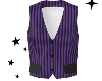 Royal Purple Circus Stripe Womens Waistcoat Jester Clown Suit Costume Vest