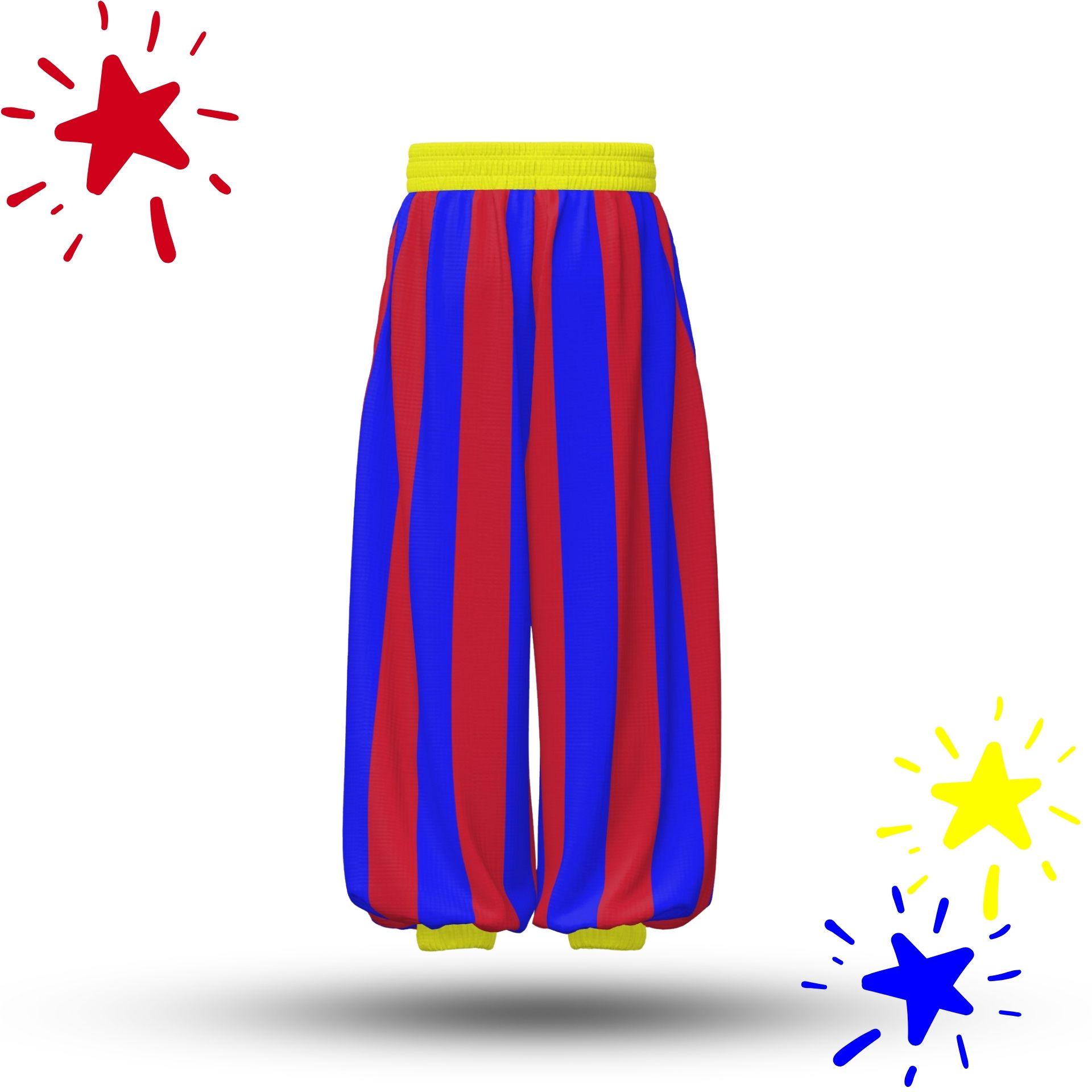 Baggy Pantaloons Primary Pal Red Blue Striped Jester Clowncore
