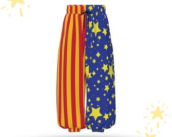 Sun Stripe Night Stardust Jester Clown Pants, Lightweight Cooling Sport Waffle Baggy Pantaloons 4XL 5XL 6XL