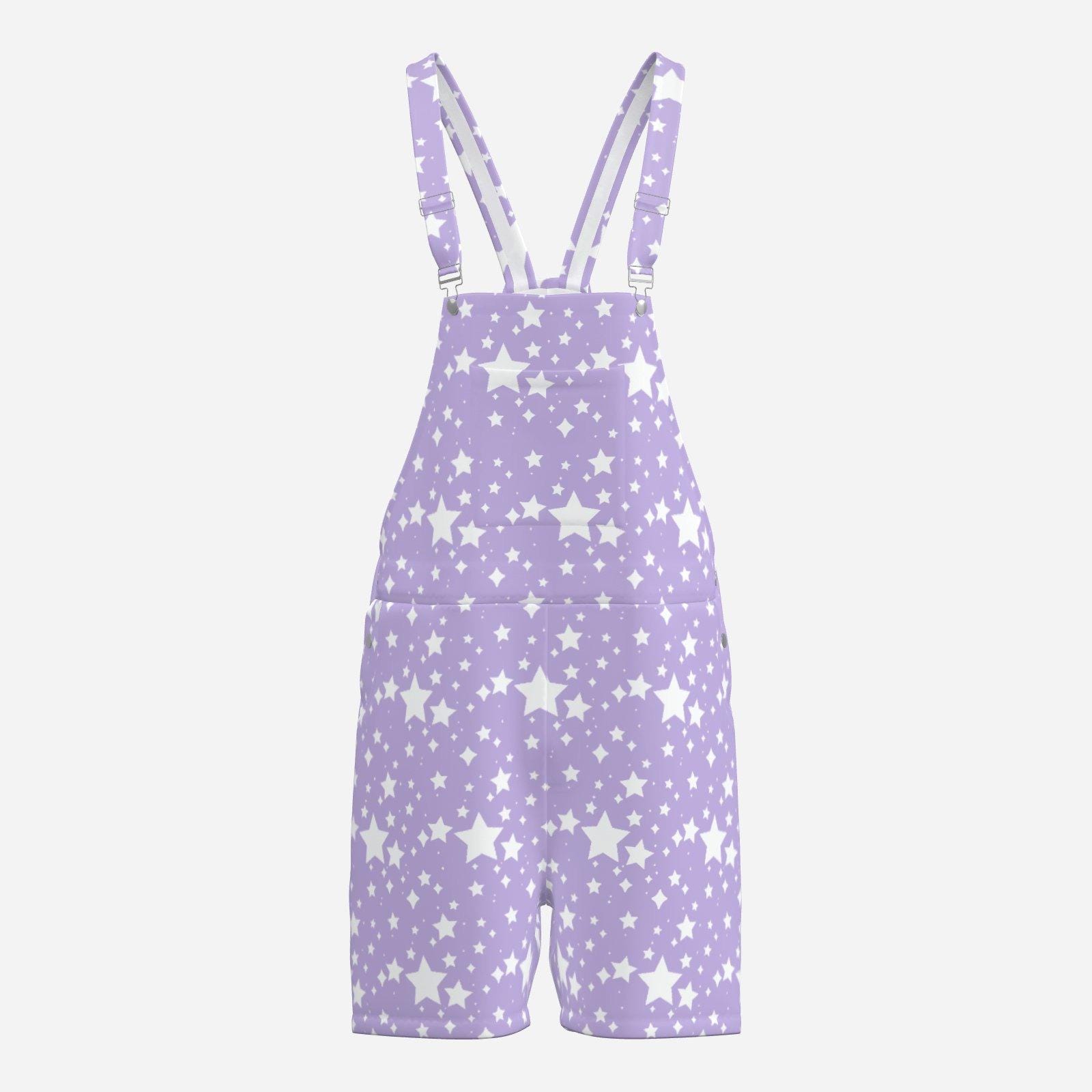 Shortie Overalls Yume Lavender Stardust Pastel Purple White