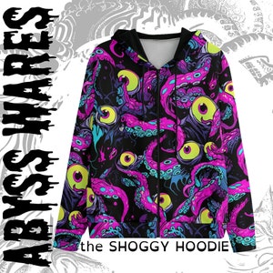 Shoggy Zip Up Hoodie Tentacle Eyeball Anime Hoodie Lovecraft Cthulhu Nonbinary Weirdcore Cyberpunk Jacket Yume Kawaii Clothes Weird Stuff